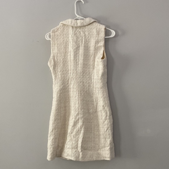 Cream Tweed Zara S Cut Out Collared Dress - Picture 5 of 6